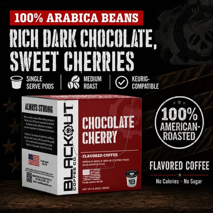 CHOCOLATE CHERRY FLAVORED COFFEE PODS 18CT