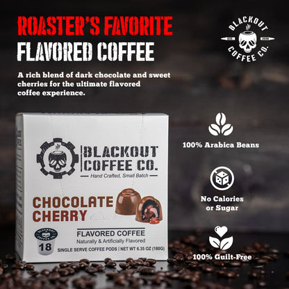 CHOCOLATE CHERRY FLAVORED COFFEE PODS 18CT