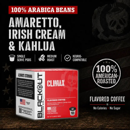 CLIMAX FLAVORED COFFEE PODS 18CT