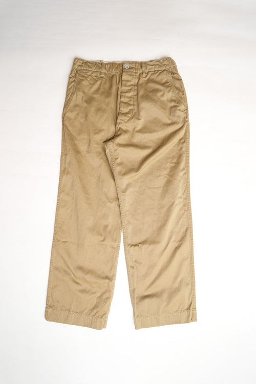 COTTON TWILL P-41 STYLE CHINO PANTS WITH STENCIL - BEIGE