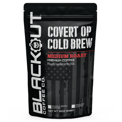 Covert OP Cold Brew Coffee Bag 12oz Blackout Coffee