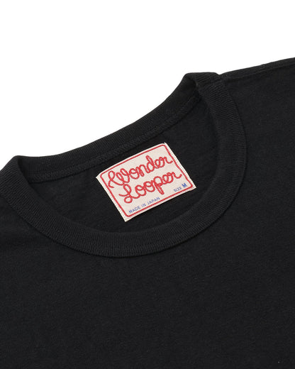CREWNECK T-SHIRT - ELS RECYCLED COTTON SLUB  - BLACK