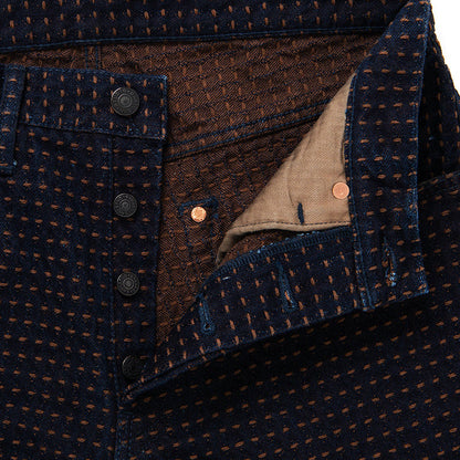 D1897 Persimmon tannin sashiko jeans - INDIGO