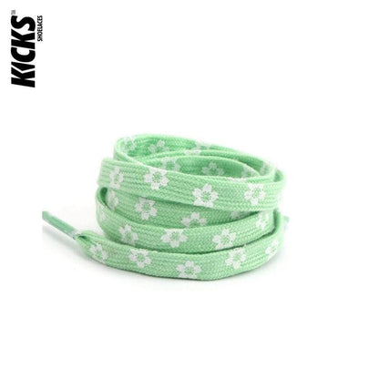Green White / 100 CM / 39 IN / Daisy Laces | 8 mm