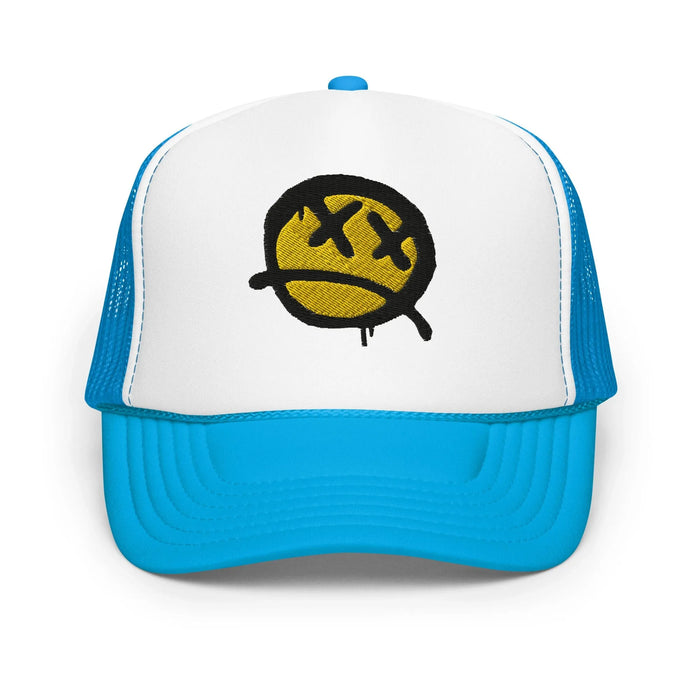 Blue / White / Blue / One Size Fits Most / Smiley Face Hat | Embroidered