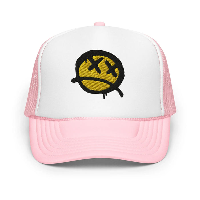 Light Pink / White / Light Pink / One Size Fits Most / Smiley Face Hat | Embroidered