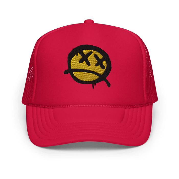 Red / One Size Fits Most / Smiley Face Hat | Embroidered