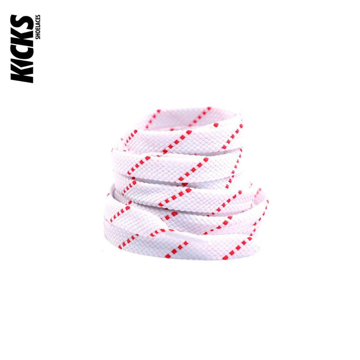 White Red / 120 CM / 47 IN / Flat Shoe Laces | 8 mm