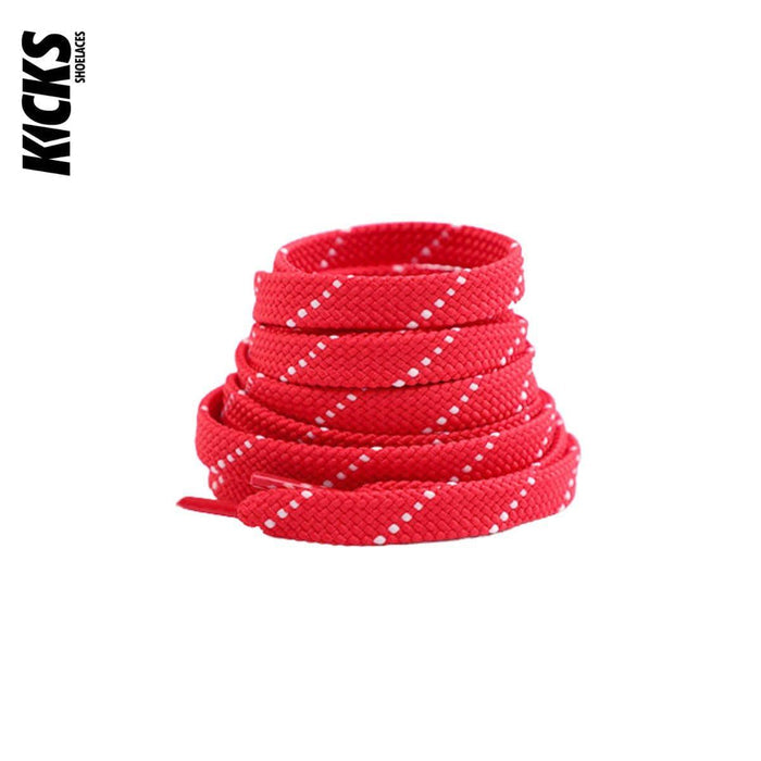 Red White / 120 CM / 47 IN / Flat Shoe Laces | 8 mm
