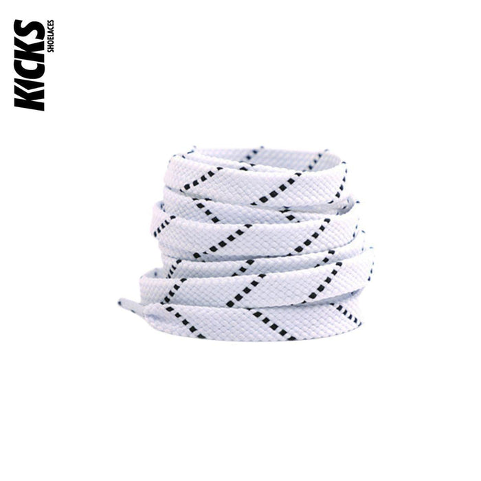 White Black / 120 CM / 47 IN / Flat Shoe Laces | 8 mm