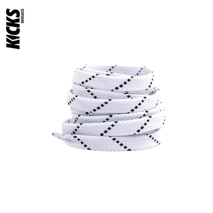 White Black / 120 CM / 47 IN / Flat Shoe Laces | 8 mm