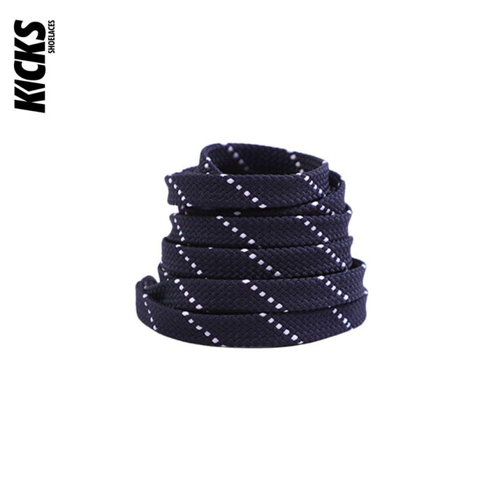 Navy Blue White / 120 CM / 47 IN / Flat Shoe Laces | 8 mm