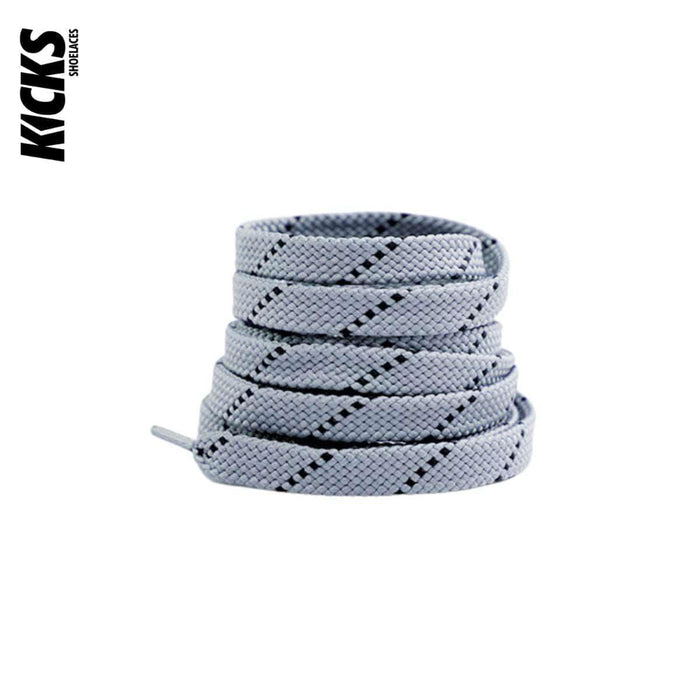 Light Grey Black / 120 CM / 47 IN / Flat Shoe Laces | 8 mm