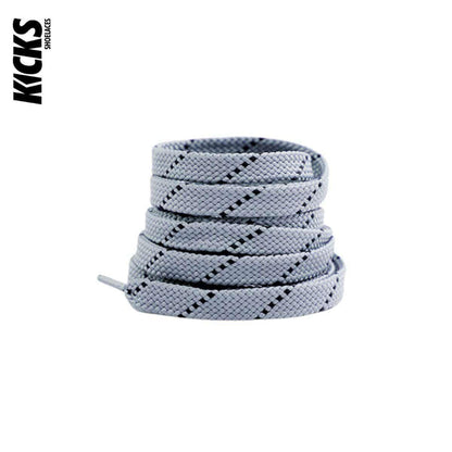 Light Grey Black / 120 CM / 47 IN / Flat Shoe Laces | 8 mm
