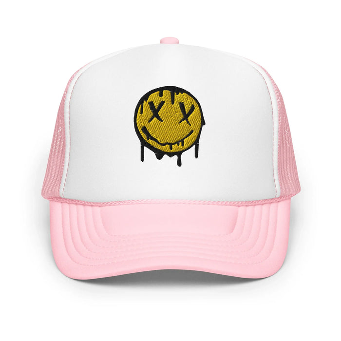 Light Pink / White / Light Pink / One Size Fits Most / Smiley Face Hat | Embroidered