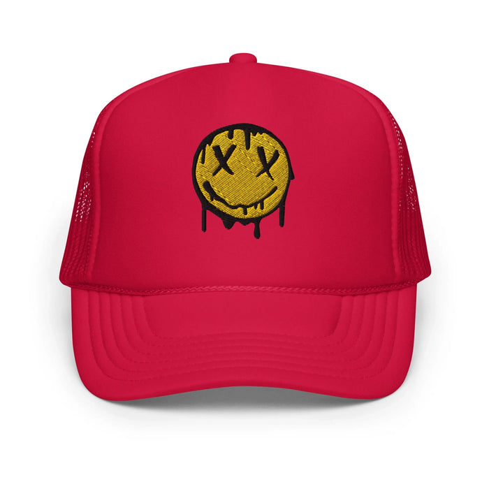 Red / One Size Fits Most / Smiley Face Hat | Embroidered