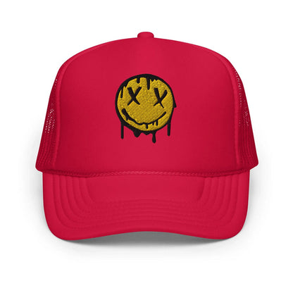 Red / One Size Fits Most / Smiley Face Hat | Embroidered