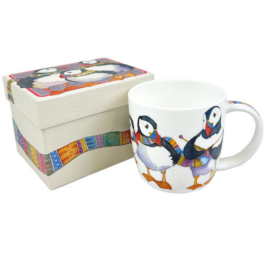 Emma Ball Knitting Puffins Boxed Mug
