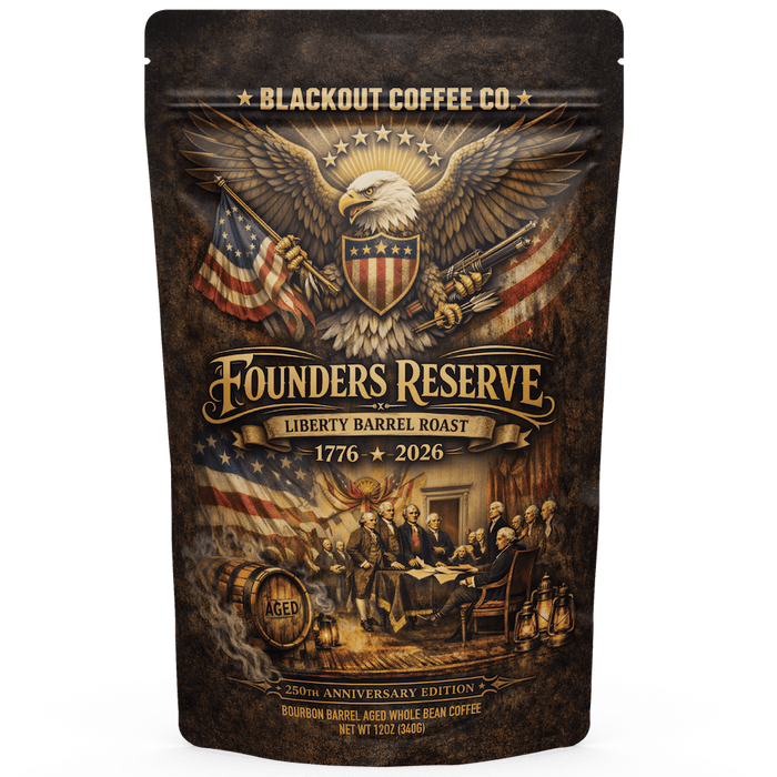 Founders Reserve | Liberty Barrel Roast | Bourbon Barrel Aged Whole Bean Coffee