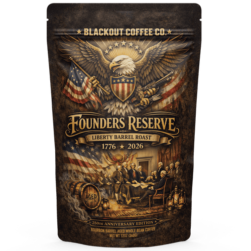 Founders Reserve | Liberty Barrel Roast | Bourbon Barrel Aged Whole Bean Coffee
