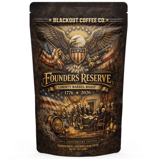 Founders Reserve | Liberty Barrel Roast | Bourbon Barrel Aged Whole Bean Coffee
