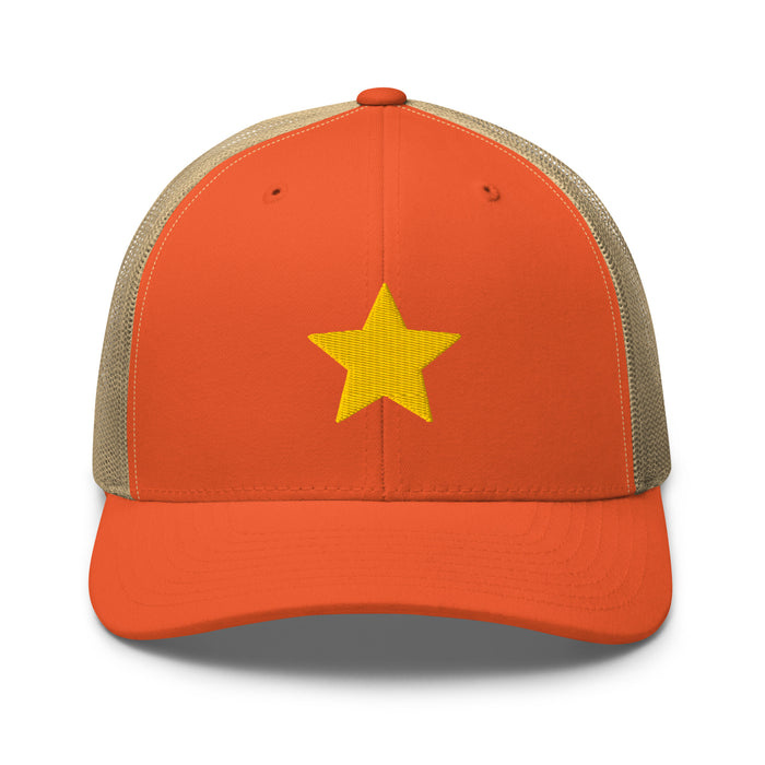 Rustic Orange/ Khaki / One Size Fits Most / Embroidered Trucker Cap Hat