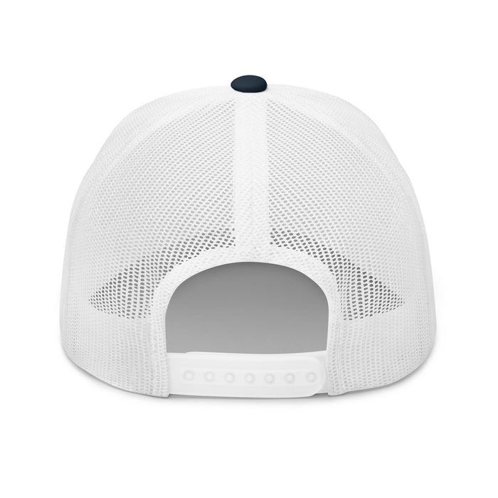 Rear view of Gold Star navy and white Trucker Cap with adjustable snapback closure