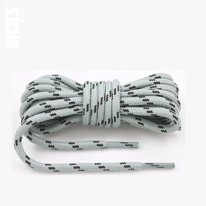 Light Grey and Black / 100 CM / 39 IN / Round Shoe Laces | 4 mm
