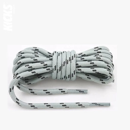 Light Grey and Black / 100 CM / 39 IN / Round Shoe Laces | 4 mm