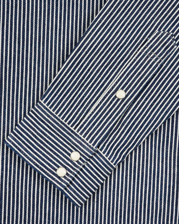 IHSH-07 12oz Hickory Stripe Western Shirt - INDIGO