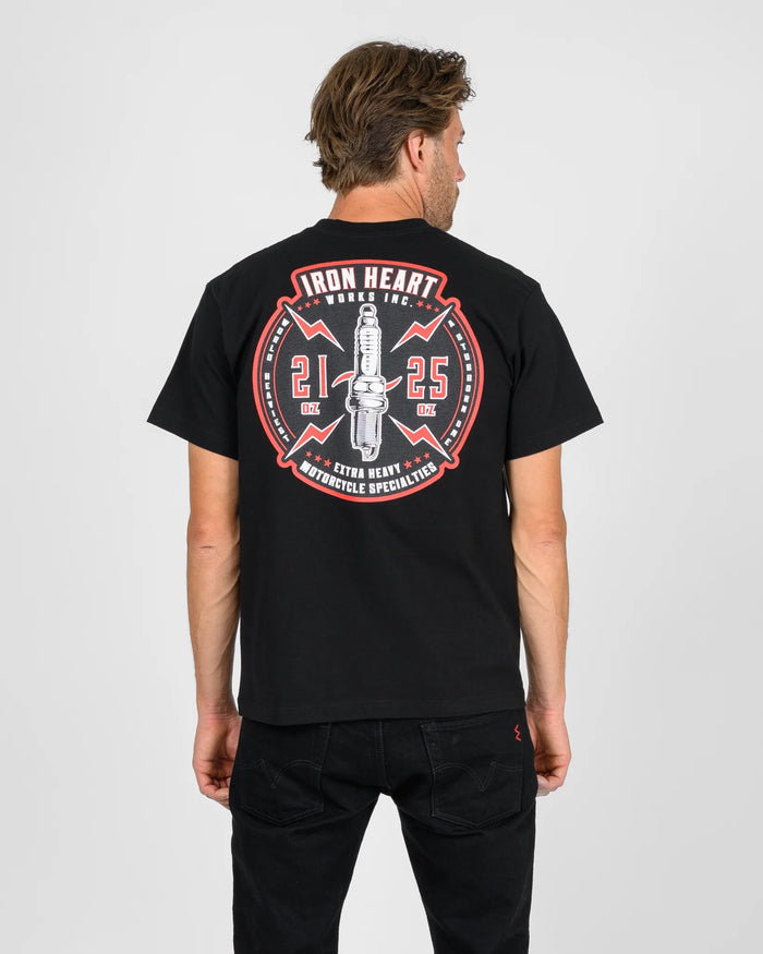 IHT-2503 7.5oz Printed Loopwheel Crew Neck T-Shirt - BLACK