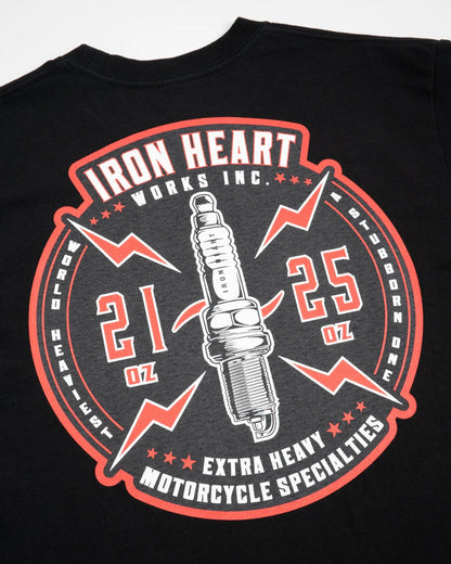 IHT-2503 7.5oz Printed Loopwheel Crew Neck T-Shirt - BLACK