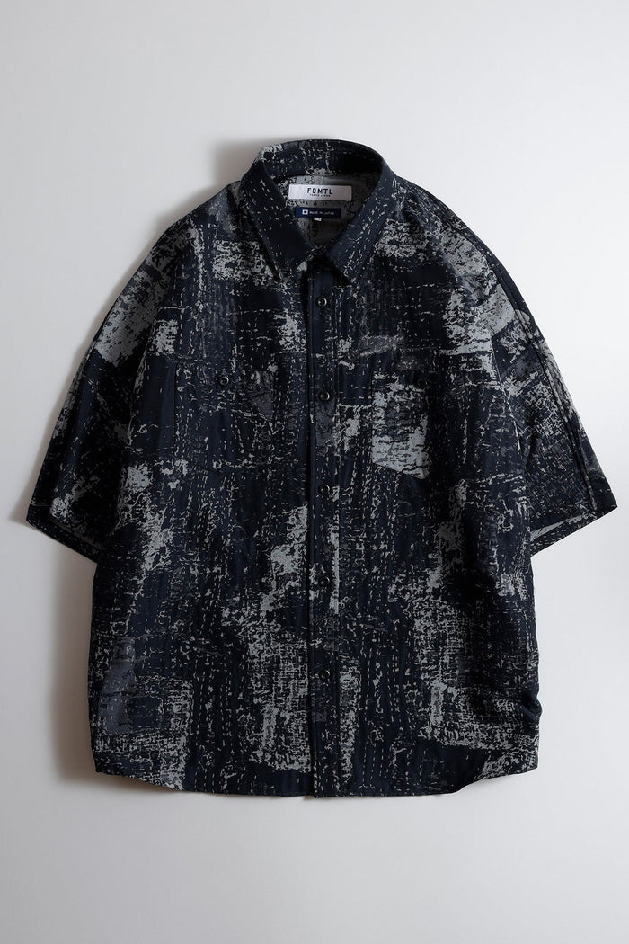 JACQUARD BORO S/S SHIRT (FA25) - BLUE GRAY