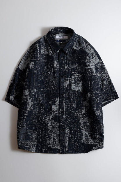 JACQUARD BORO S/S SHIRT (FA25) - BLUE GRAY