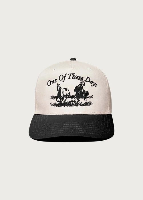 JUST FOR A MOMENT 5 PANEL HAT - BLACK/NATURAL