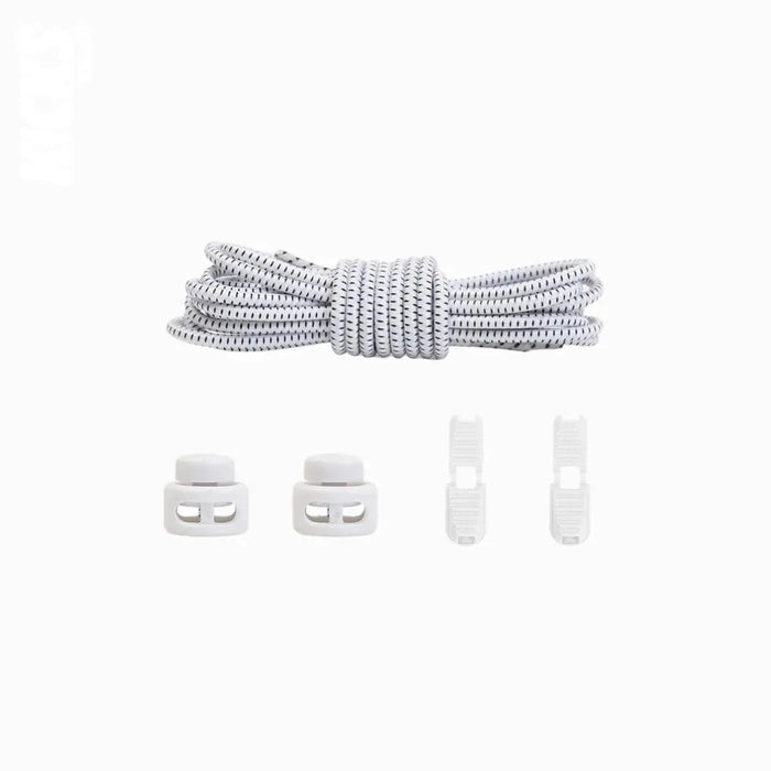 Kicks Speed Laces white elastic no-tie shoelaces with secure locking system by Kicks Shoelaces