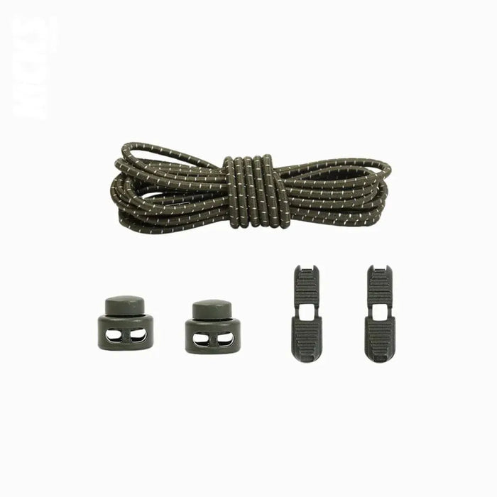 Kicks Speed Laces army green elastic shoelaces with quick-lock fastening system by Kicks Shoelaces