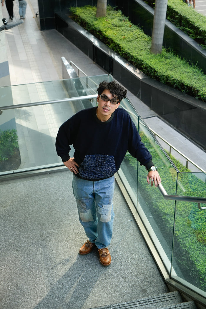 KNIT BORO SWEATSHIRT - INDIGO