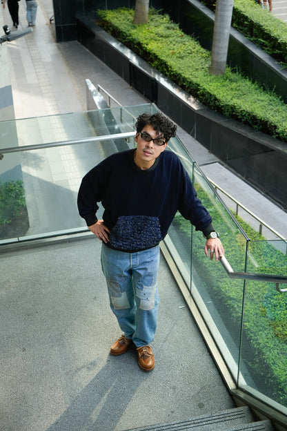 KNIT BORO SWEATSHIRT - INDIGO