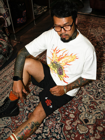L. MOSQUITO TATTOO SHORTS - BLACK