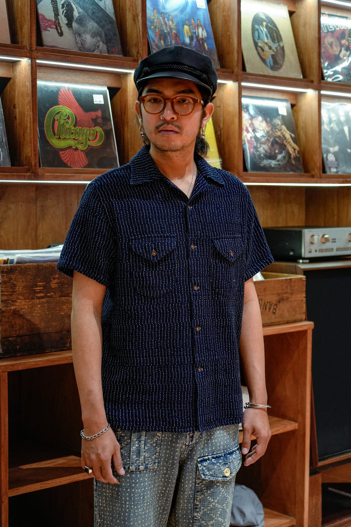 LIGHTWEIGHT SASHIKO CASUAL SHIRT - INDIGO