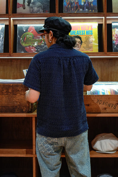 LIGHTWEIGHT SASHIKO CASUAL SHIRT - INDIGO