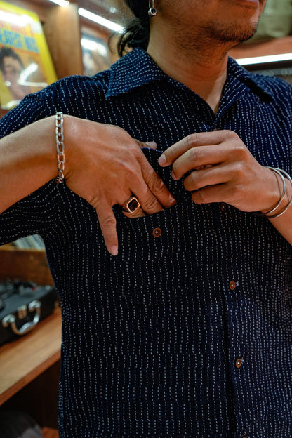 LIGHTWEIGHT SASHIKO CASUAL SHIRT - INDIGO