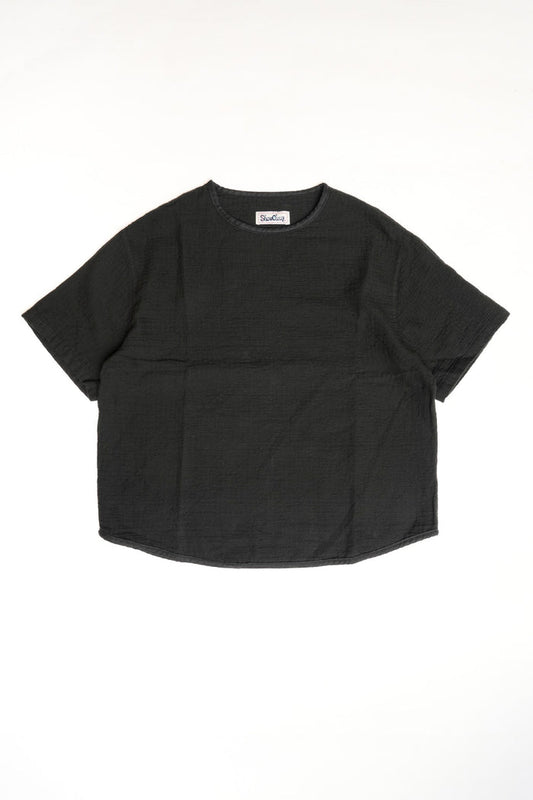 LIGHTWEIGHT SASHIKO T-SHIRT  - BLACK