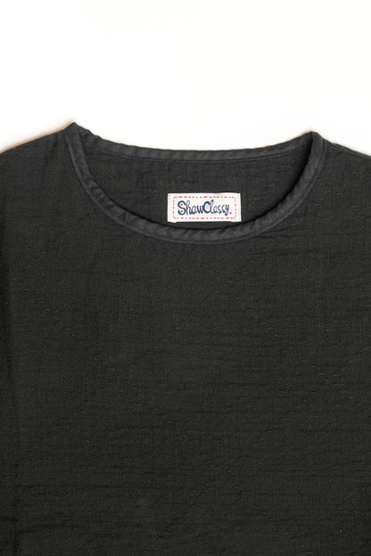 LIGHTWEIGHT SASHIKO T-SHIRT  - BLACK