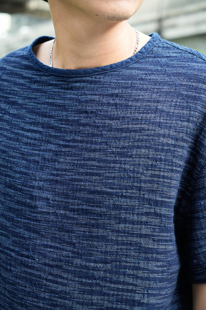 LIGHTWEIGHT SASHIKO T-SHIRT  - INDIGO(KASURI)