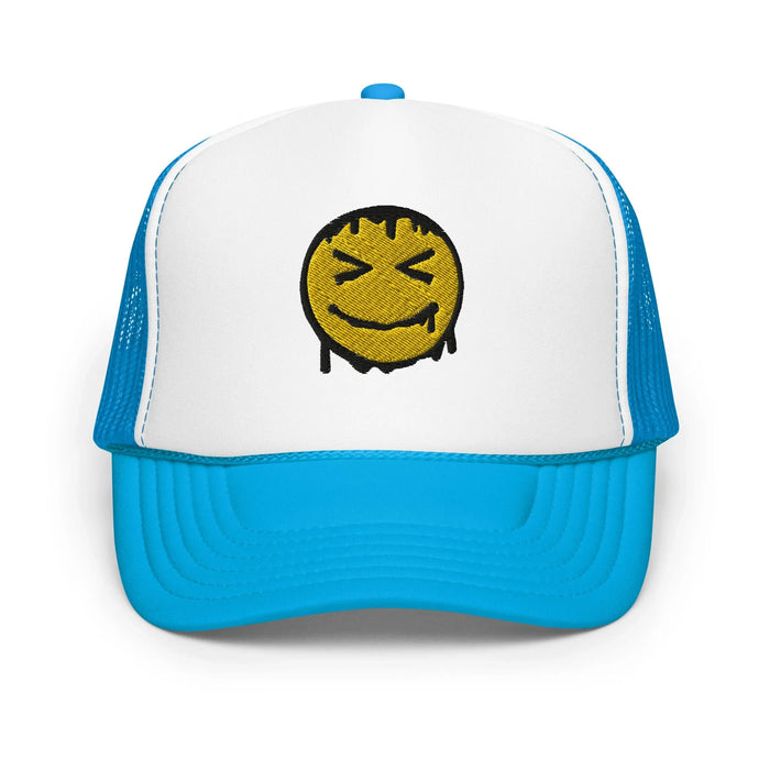 Blue / White / Blue / One Size Fits Most / Smiley Face Hat | Embroidered
