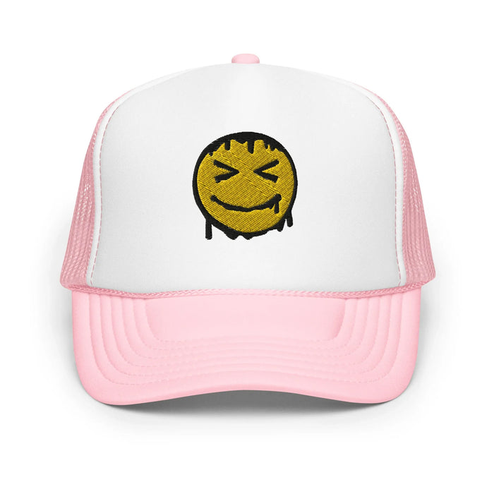 Light Pink / White / Light Pink / One Size Fits Most / Smiley Face Hat | Embroidered