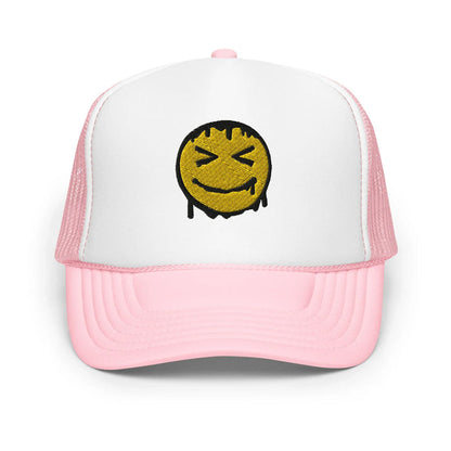 Light Pink / White / Light Pink / One Size Fits Most / Smiley Face Hat | Embroidered