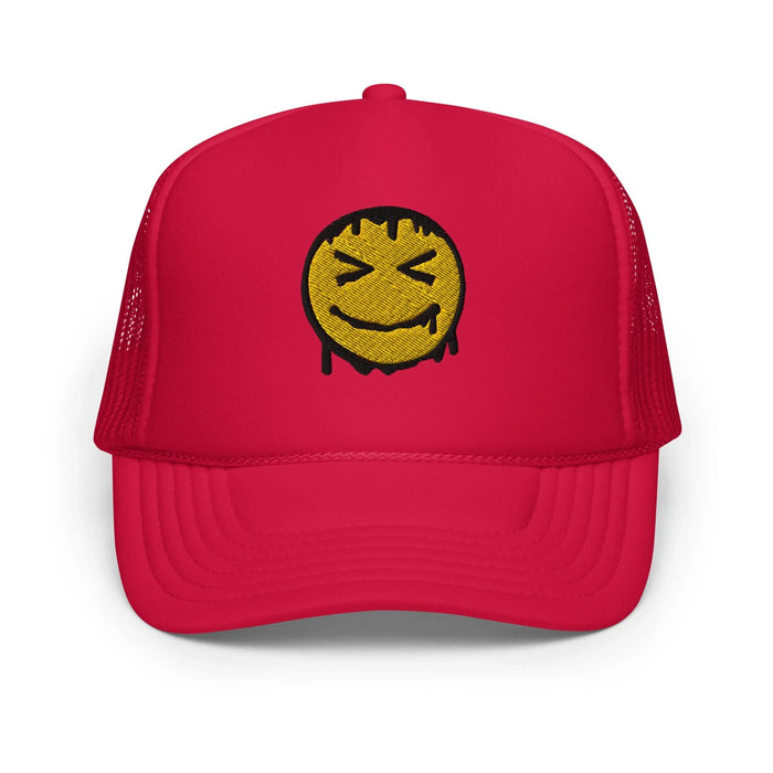 Red / One Size Fits Most / Smiley Face Hat | Embroidered